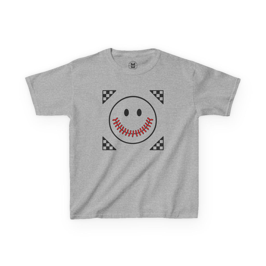 Kids T-Shirt — "Smily Baseball Seams Face" Baseball Tee