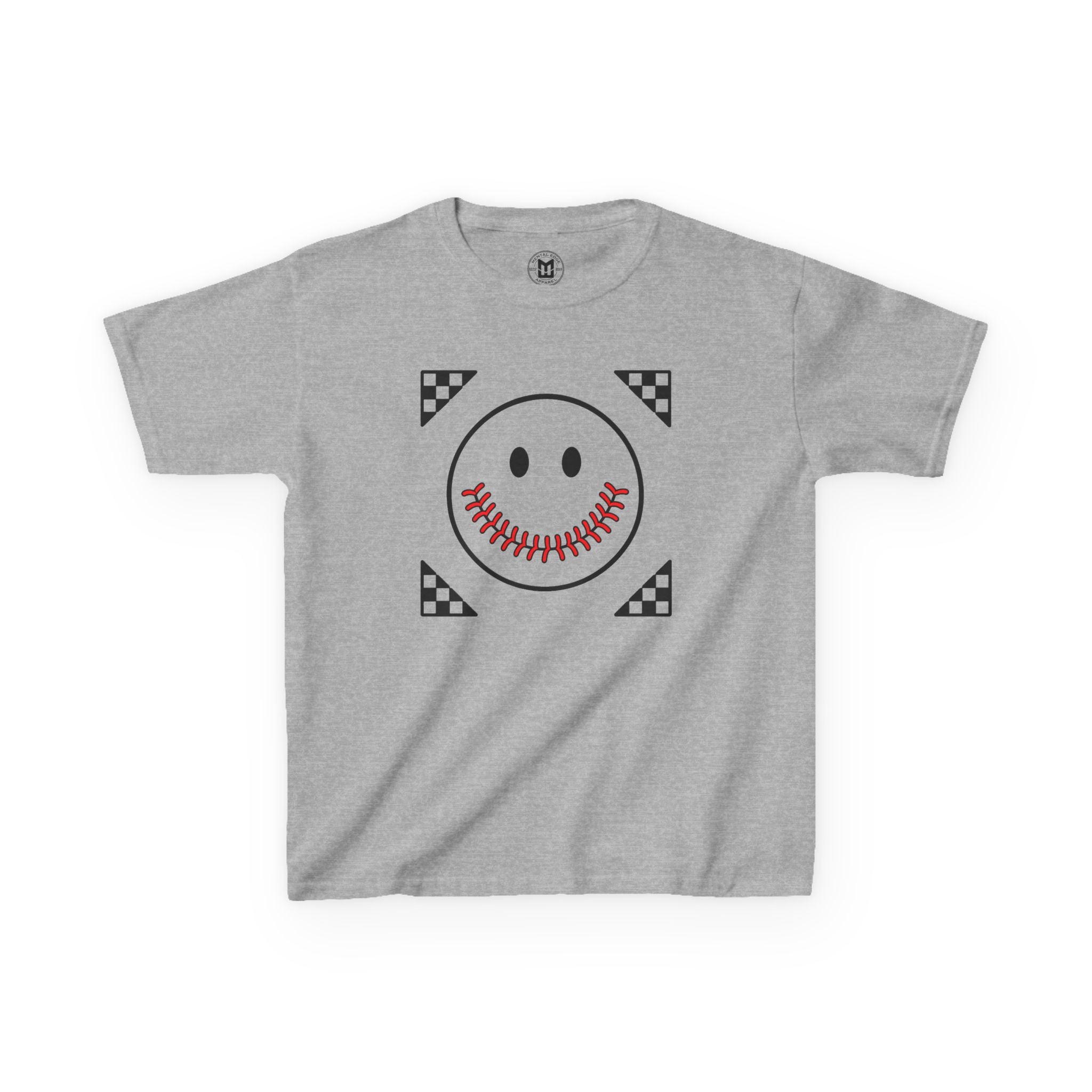 Kids T-Shirt — "Smily Baseball Seams Face" Baseball Tee