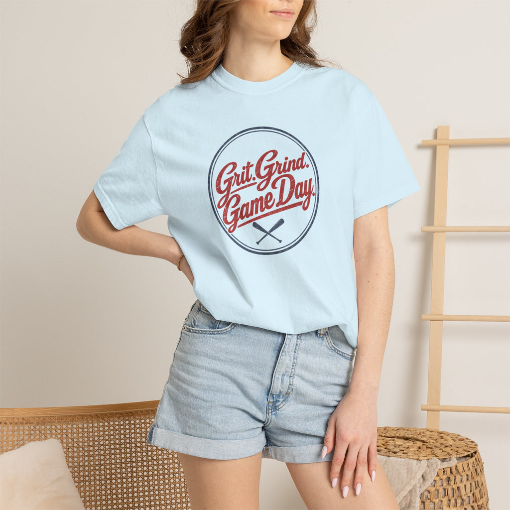 Adult Unisex  "Grit Grind Game Day" Comfort Colors Baseball Graphic Tee