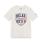 Relax...He's 8 Parents Baseball T-Shirt - Navy Red