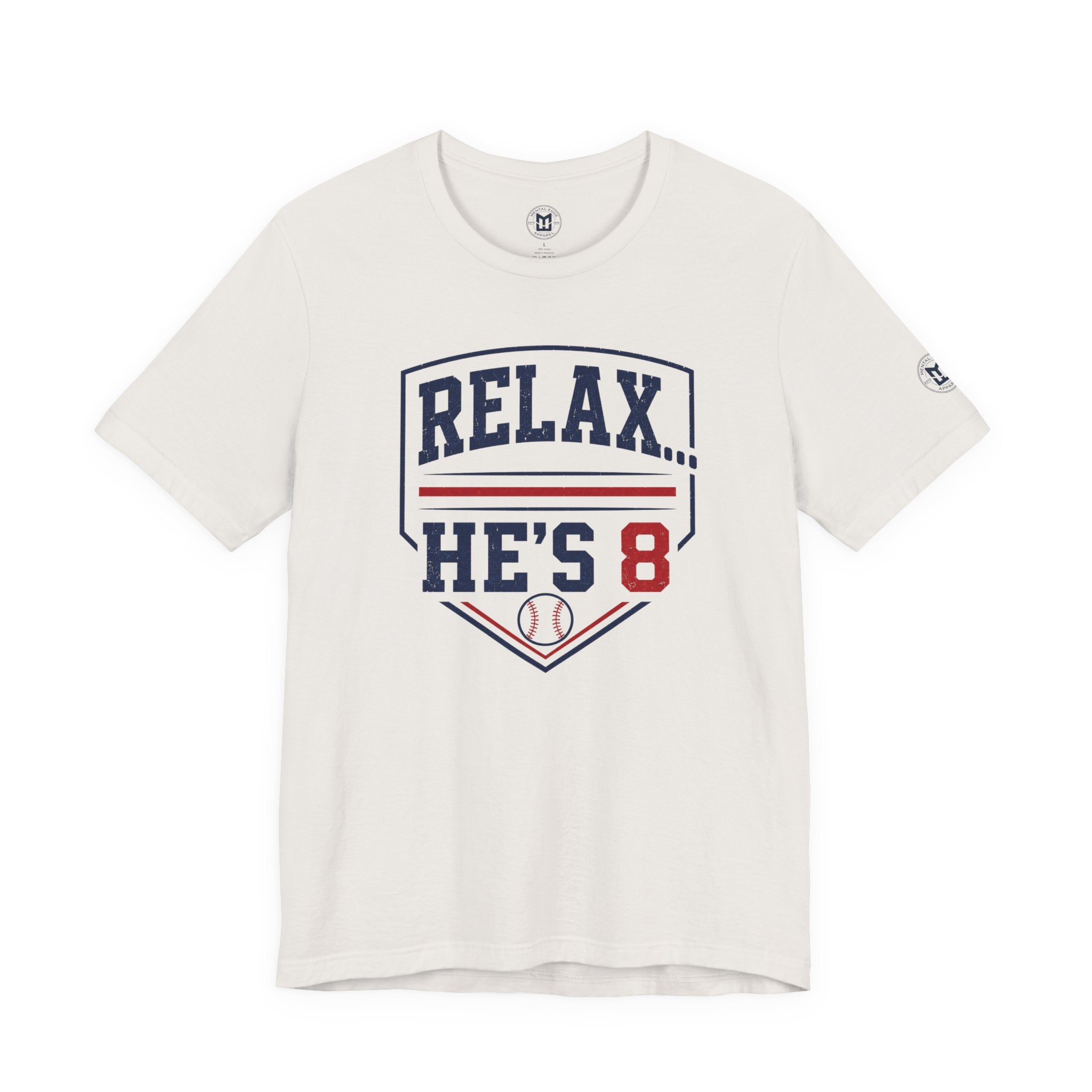 Relax...He's 8 Parents Baseball T-Shirt - Navy Red