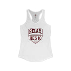 Relax He's 10 Baseball Moms Racerback Tank