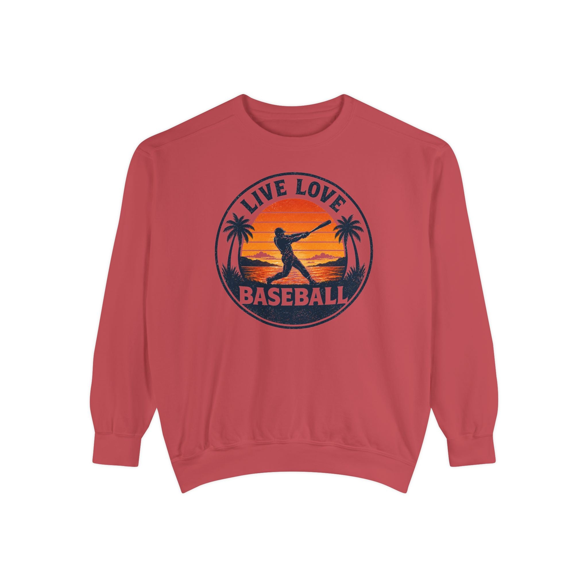 Baseball Unisex Sweatshirt - "Live Love Baseball" Vintage Sunset Crewneck