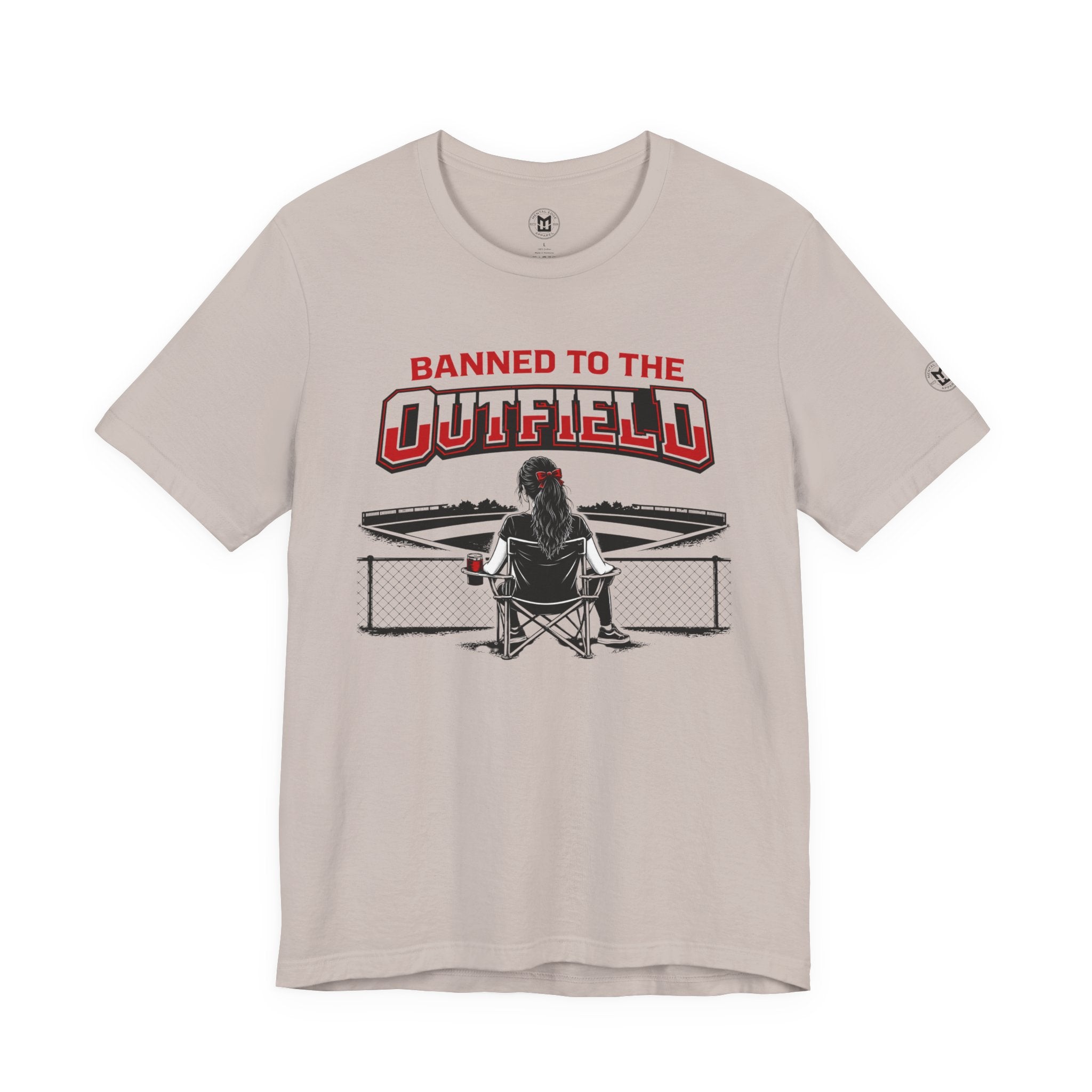 Banned to the Outfield Womans Baseball Tee – Funny Coach/Player Sideline Shirt