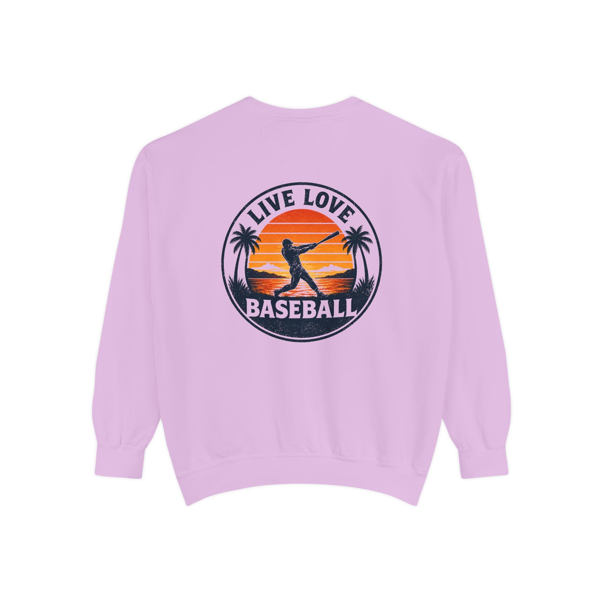 Baseball Sweatshirt — "Live Love Baseball" Vintage Sunset Crewneck Unisex