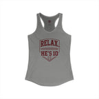 Relax He's 10 Baseball Moms Racerback Tank