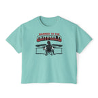 Banned to the Outfield Women's Boxy Tee – Baseball Mom/Fan Graphic Shirt