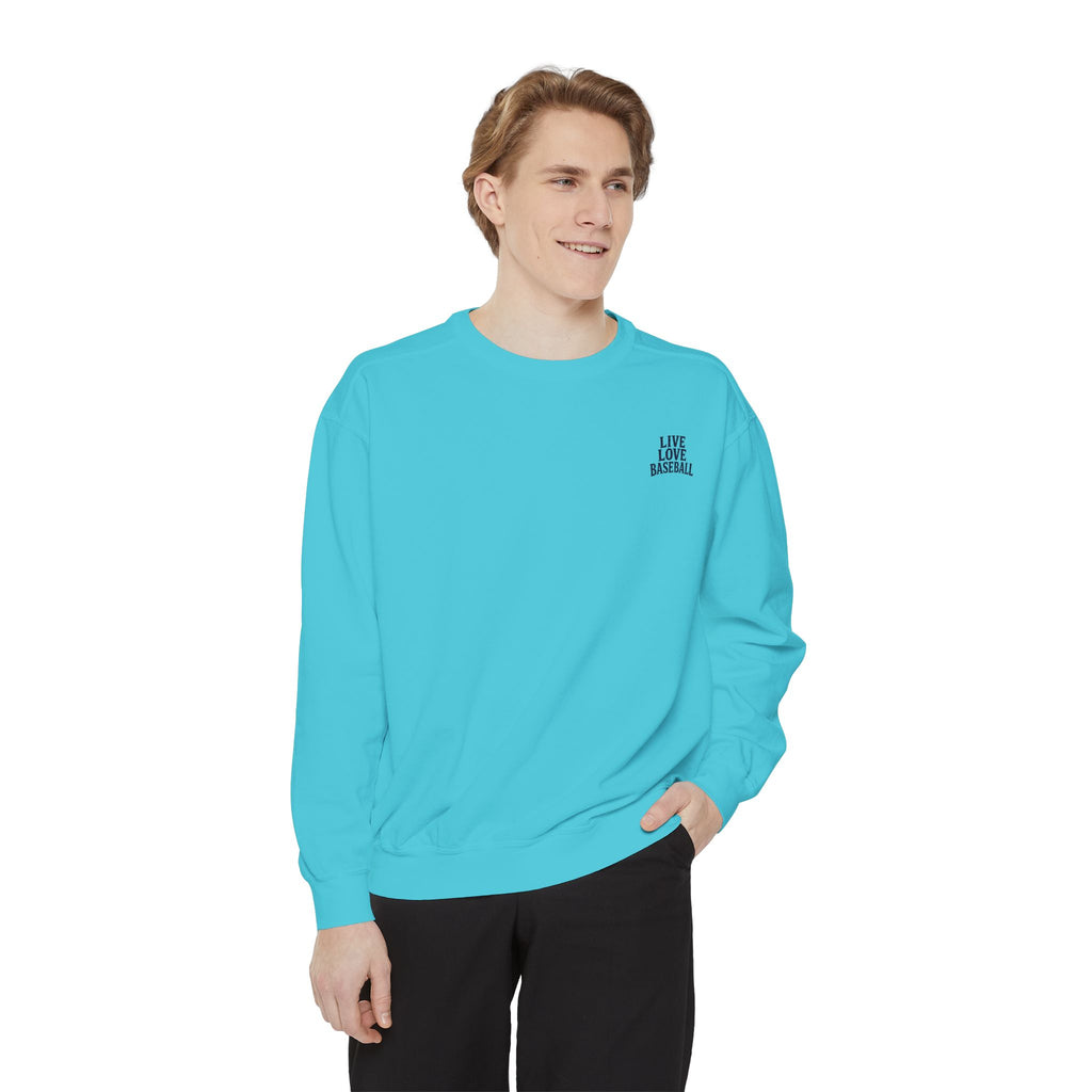 Baseball Sweatshirt — "Live Love Baseball" Vintage Sunset Crewneck Unisex