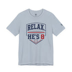 Relax...He's 8 Parents Baseball T-Shirt - Navy Red