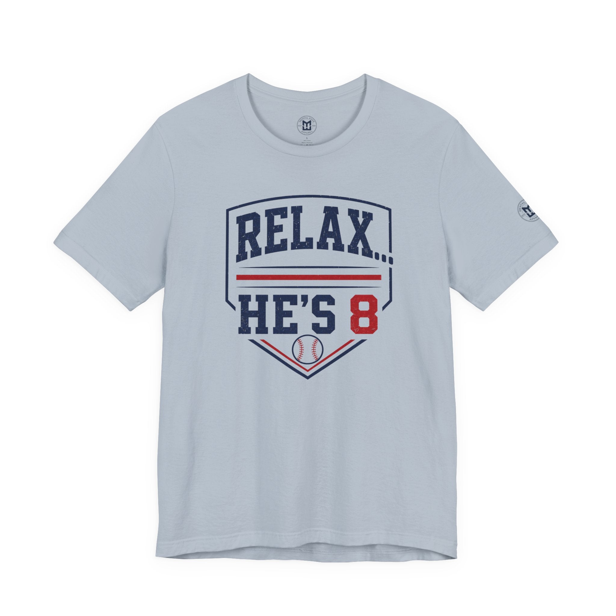 Relax...He's 8 Parents Baseball T-Shirt - Navy Red