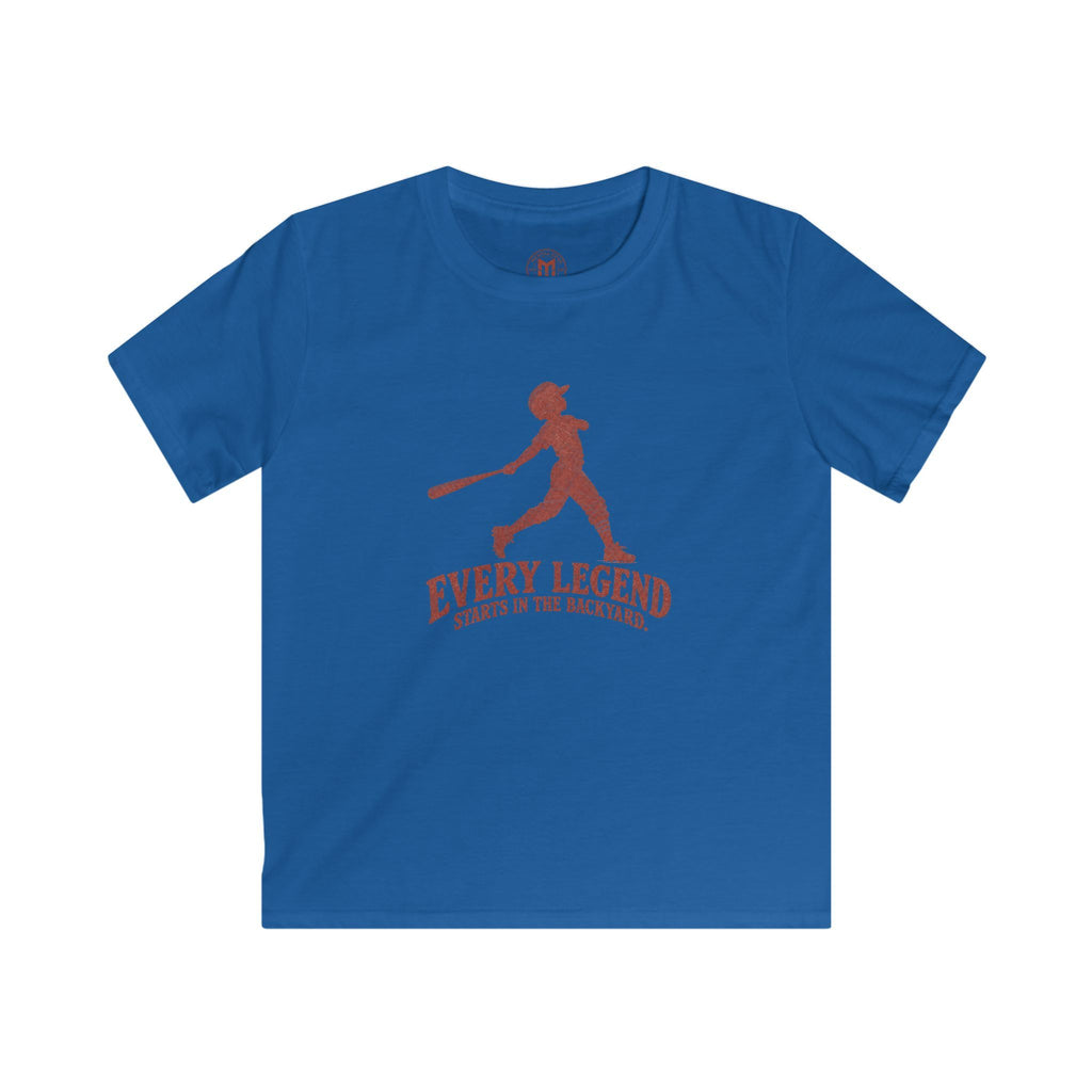Kids Baseball Tee — "Every Legend Starts in the Backyard" Youth Baseball T‑Shirt