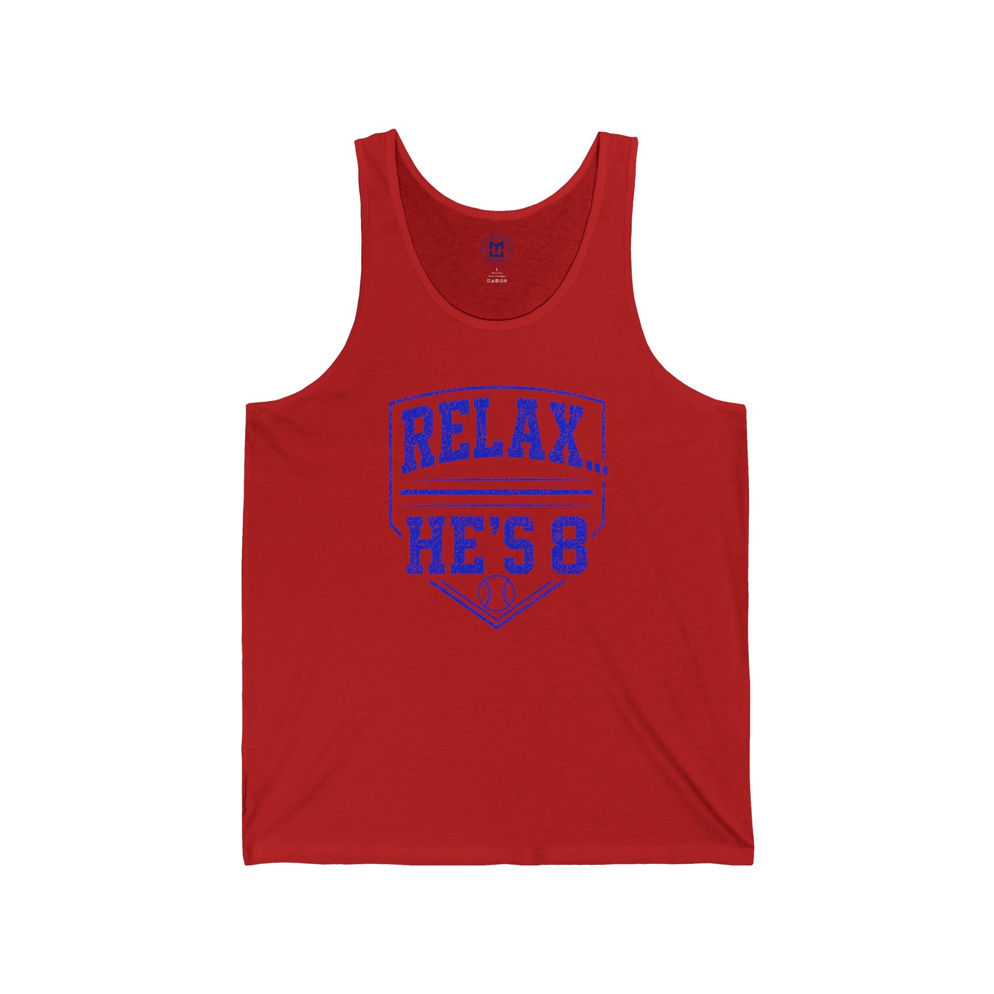 Relax... He’s 8 Baseball Parent Tank Top