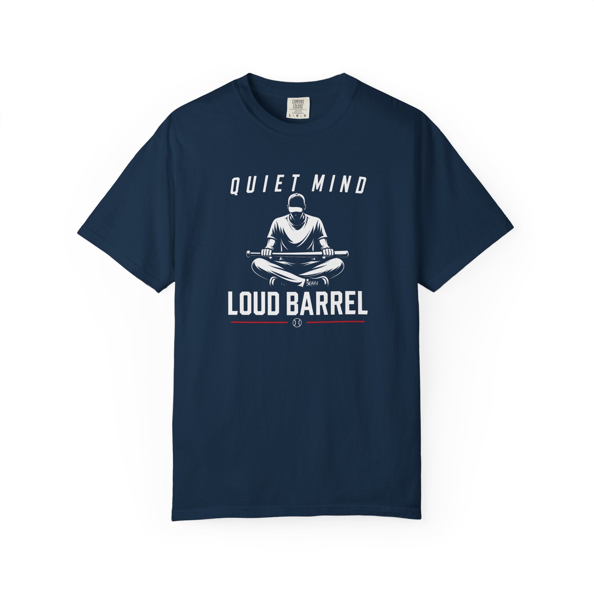 Quiet Mind Loud Barrel T-Shirt — Meditation Baseball Graphic Tee