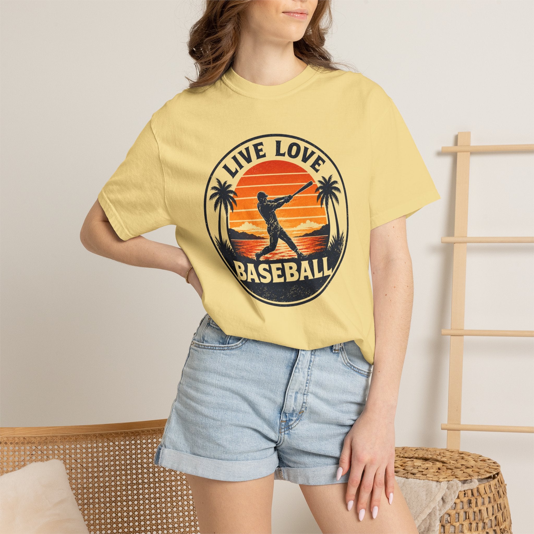 Live Love Baseball Unisex Garment-Dyed T-shirt