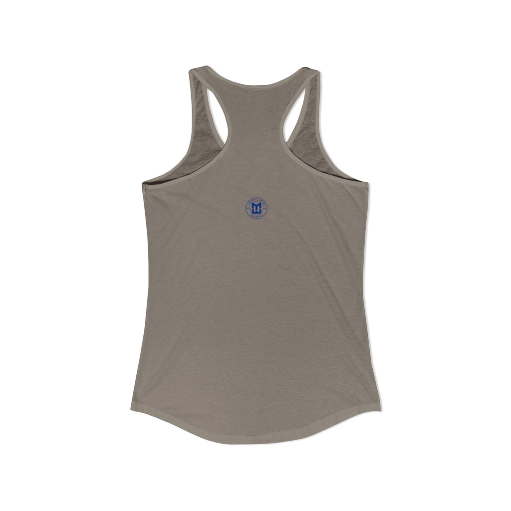Relax He's 7 Baseball Mom Racerback Tank - Blue