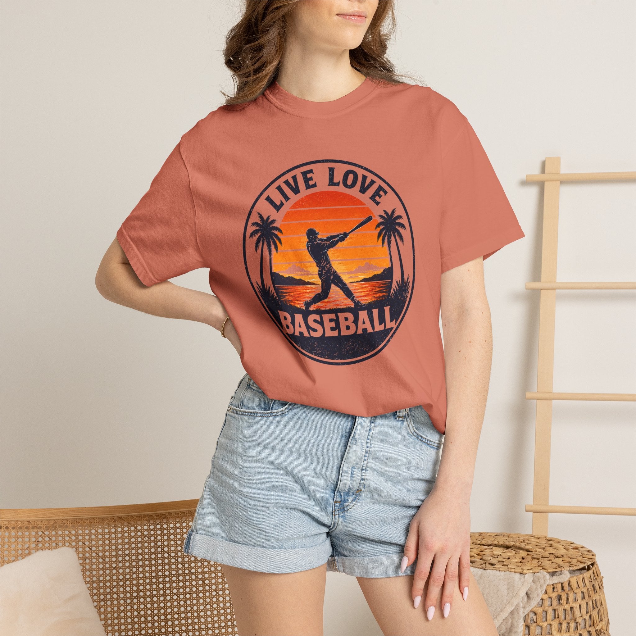 Live Love Baseball Unisex Garment-Dyed T-shirt