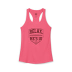 Relax He's 10 Baseball Moms Racerback Tank