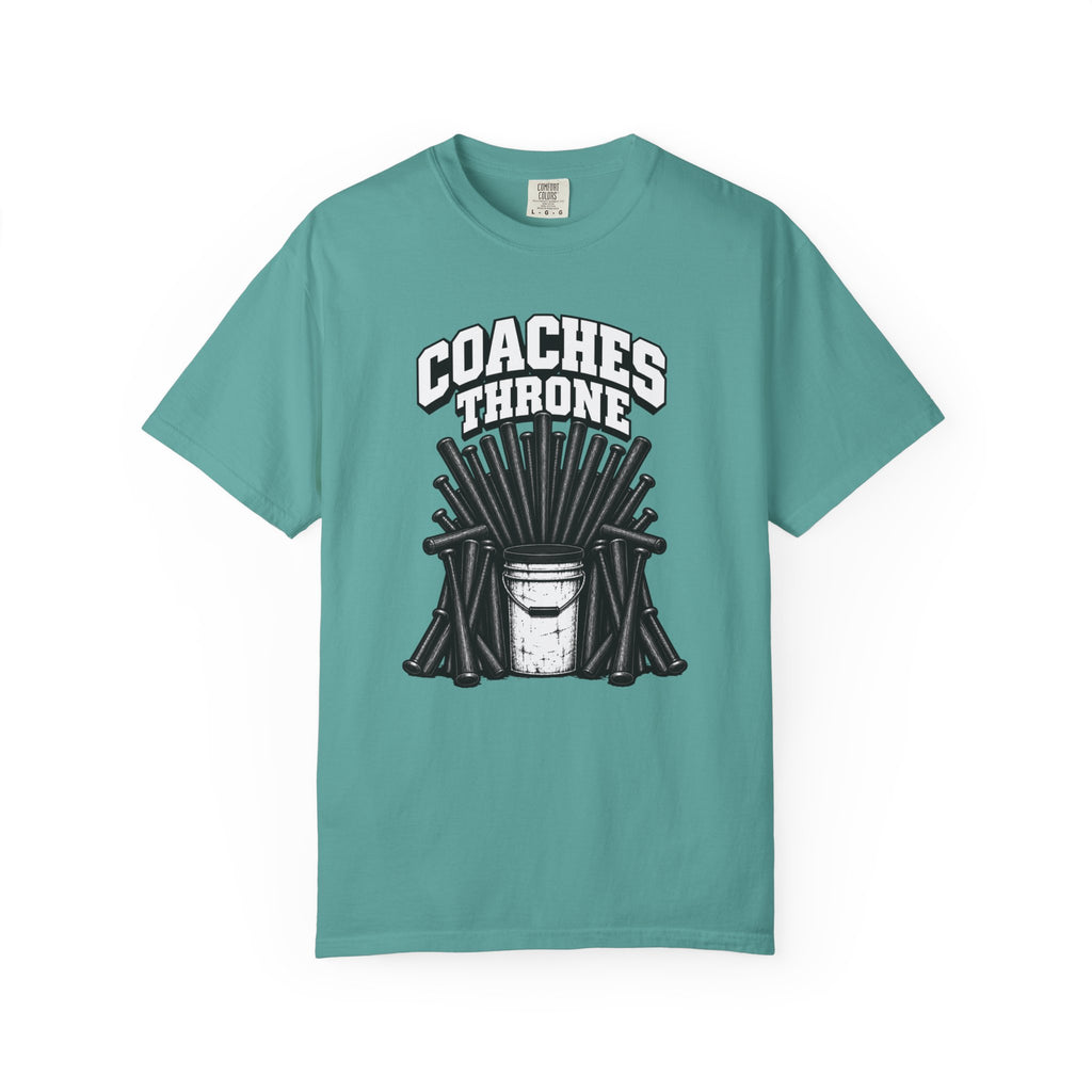 Coaches Throne Bucket Black Bat T-Shirt — Unisex Baseball/Softball Coach Gift