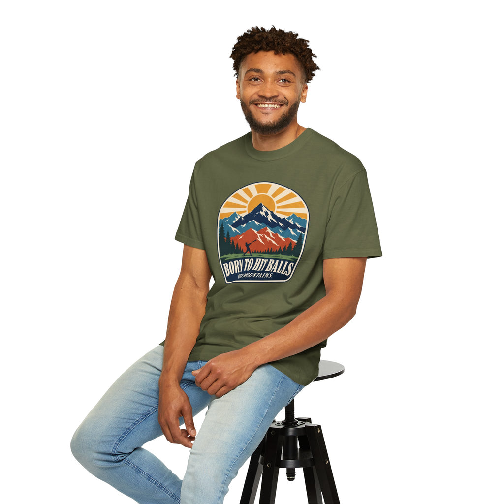 Born to Hit Balls Over Mountains T-Shirt — Unisex Vintage Mountain Comfort Colors Graphic Tee