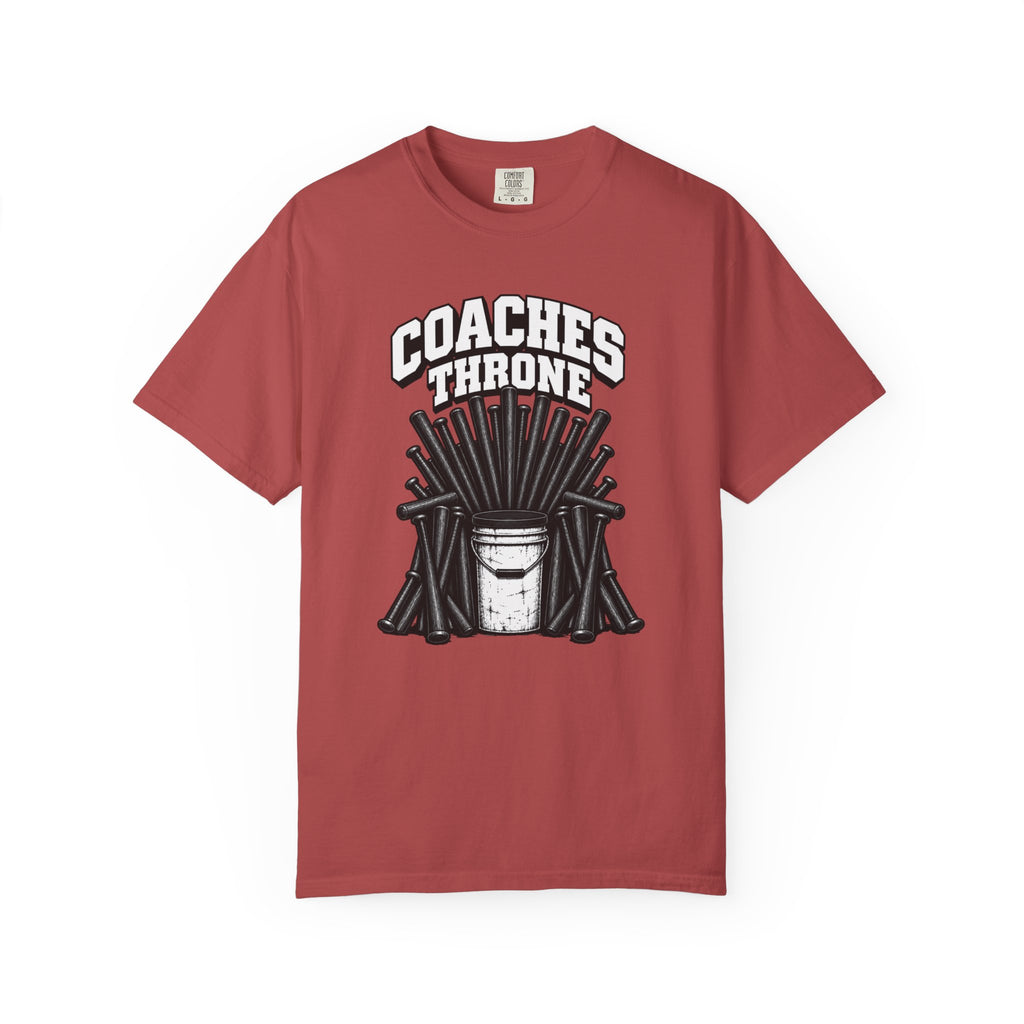 Coaches Throne Bucket Black Bat T-Shirt — Unisex Baseball/Softball Coach Gift