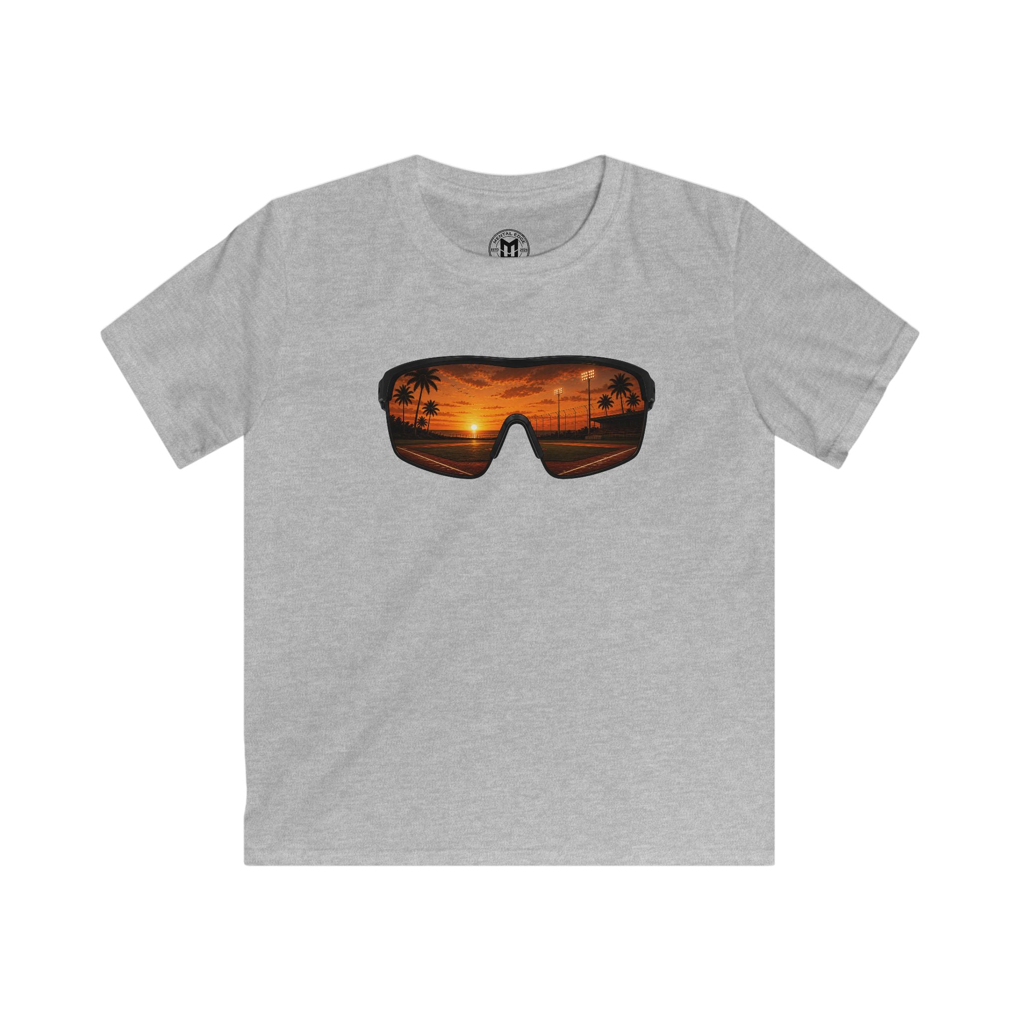 Kids T-Shirt — Sunset Sunglasses Graphic Tee (Beach Palm Silhouette)