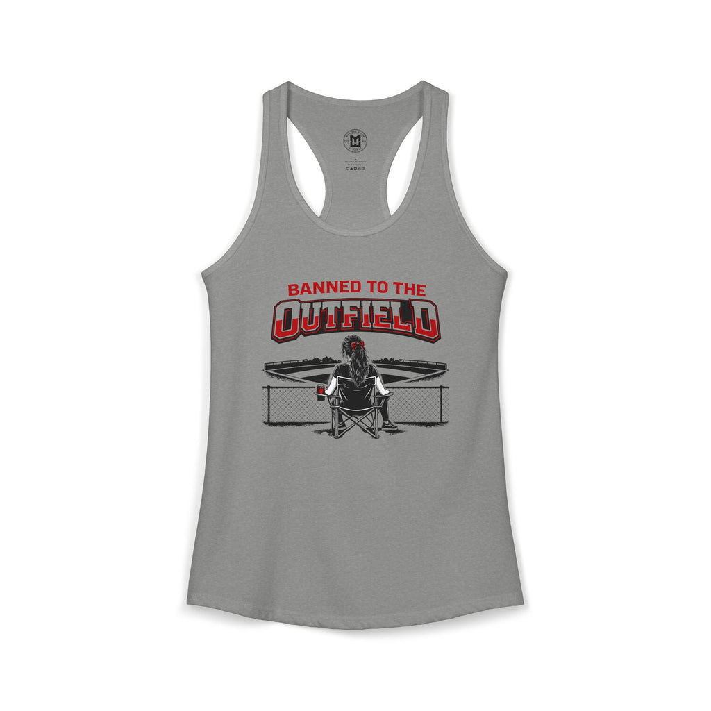 Banned to The Outfield Baseball Moms Ideal Racerback Tank