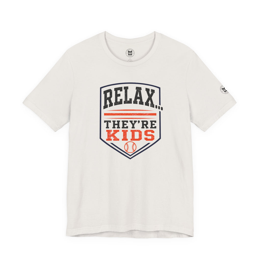 Relax They're Kids Baseball Parent T-Shirt — Black Orange