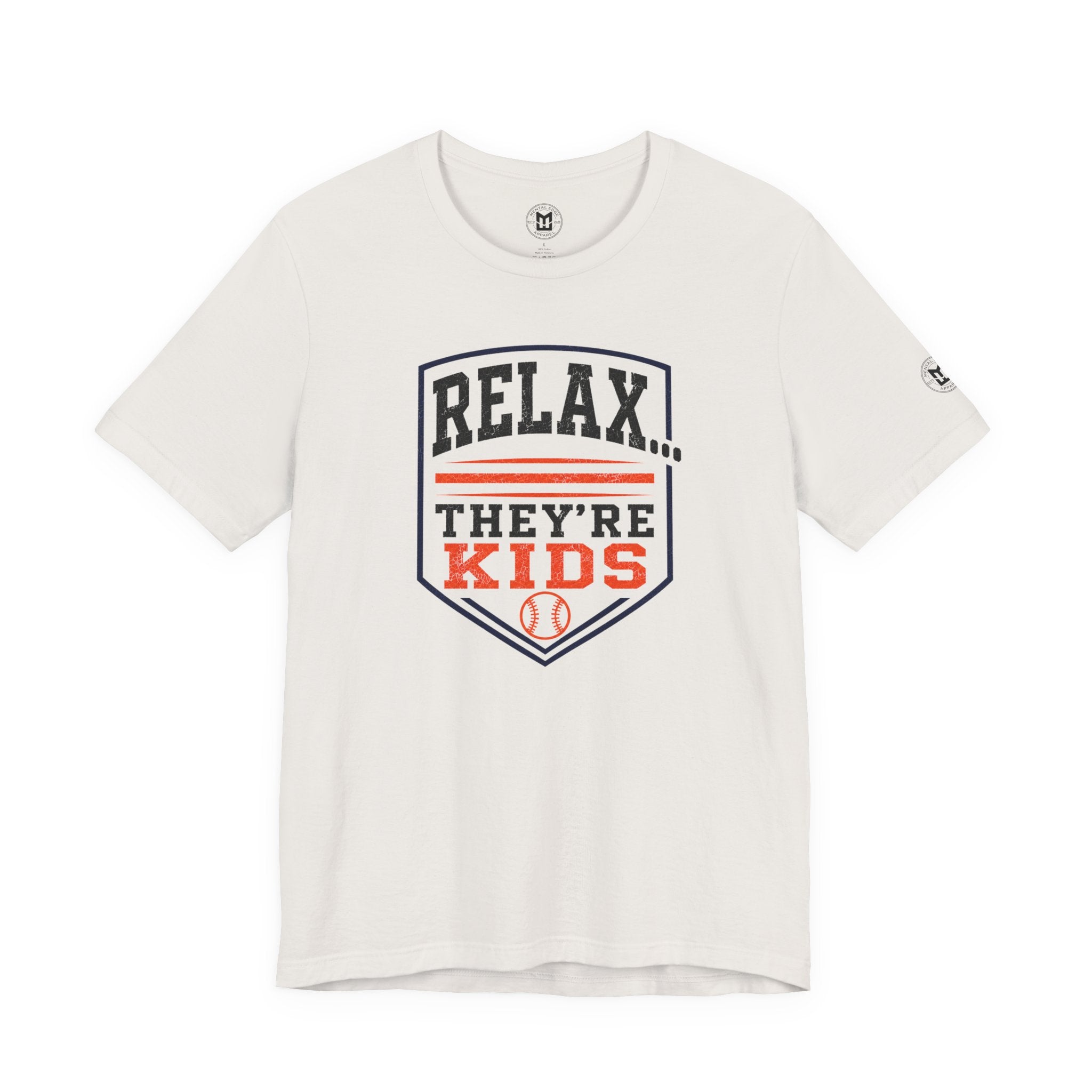 Relax They're Kids Baseball Parent T-Shirt — Black Orange