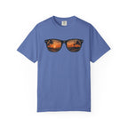 Sunset Sunglasses Baseball T-Shirt — Tropical Beach Reflection Tee