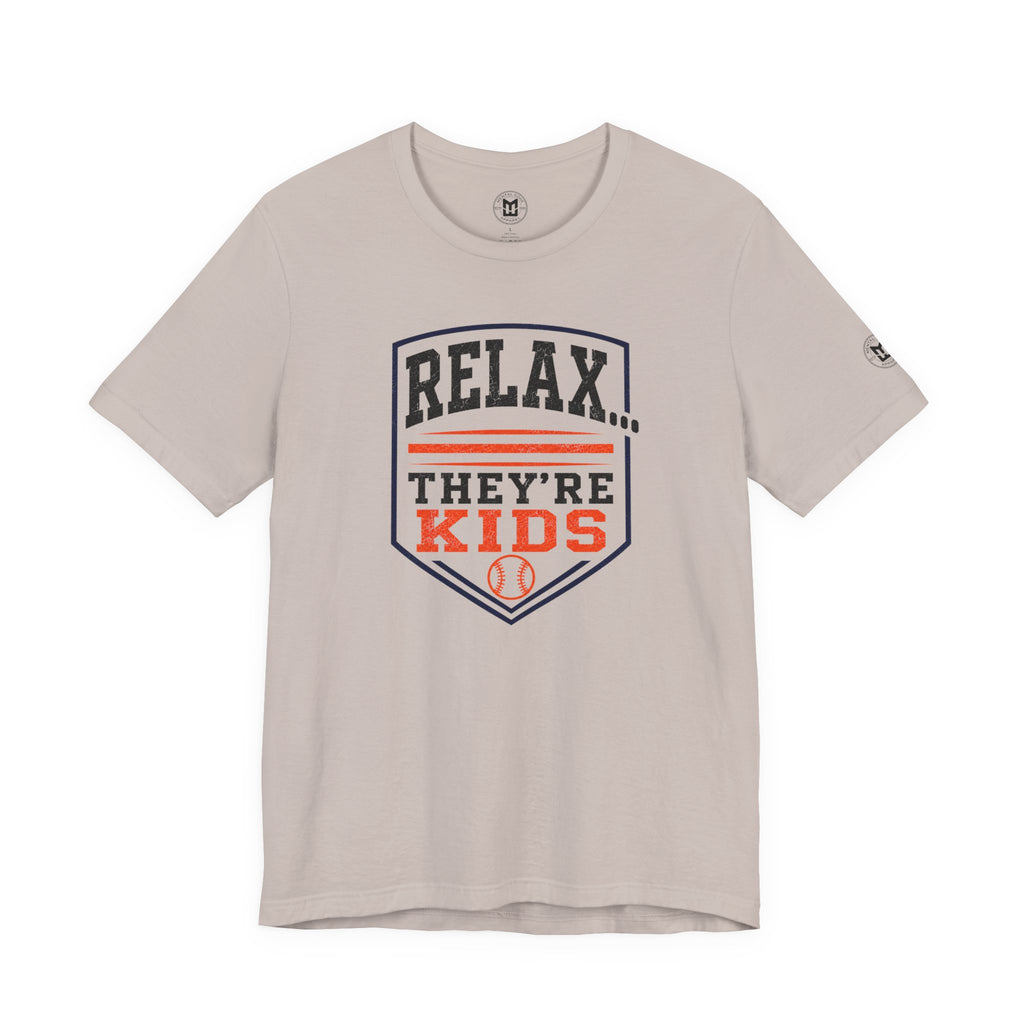 Relax They're Kids Baseball Parent T-Shirt — Black Orange