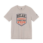 Relax They're Kids Baseball Parent T-Shirt — Black Orange