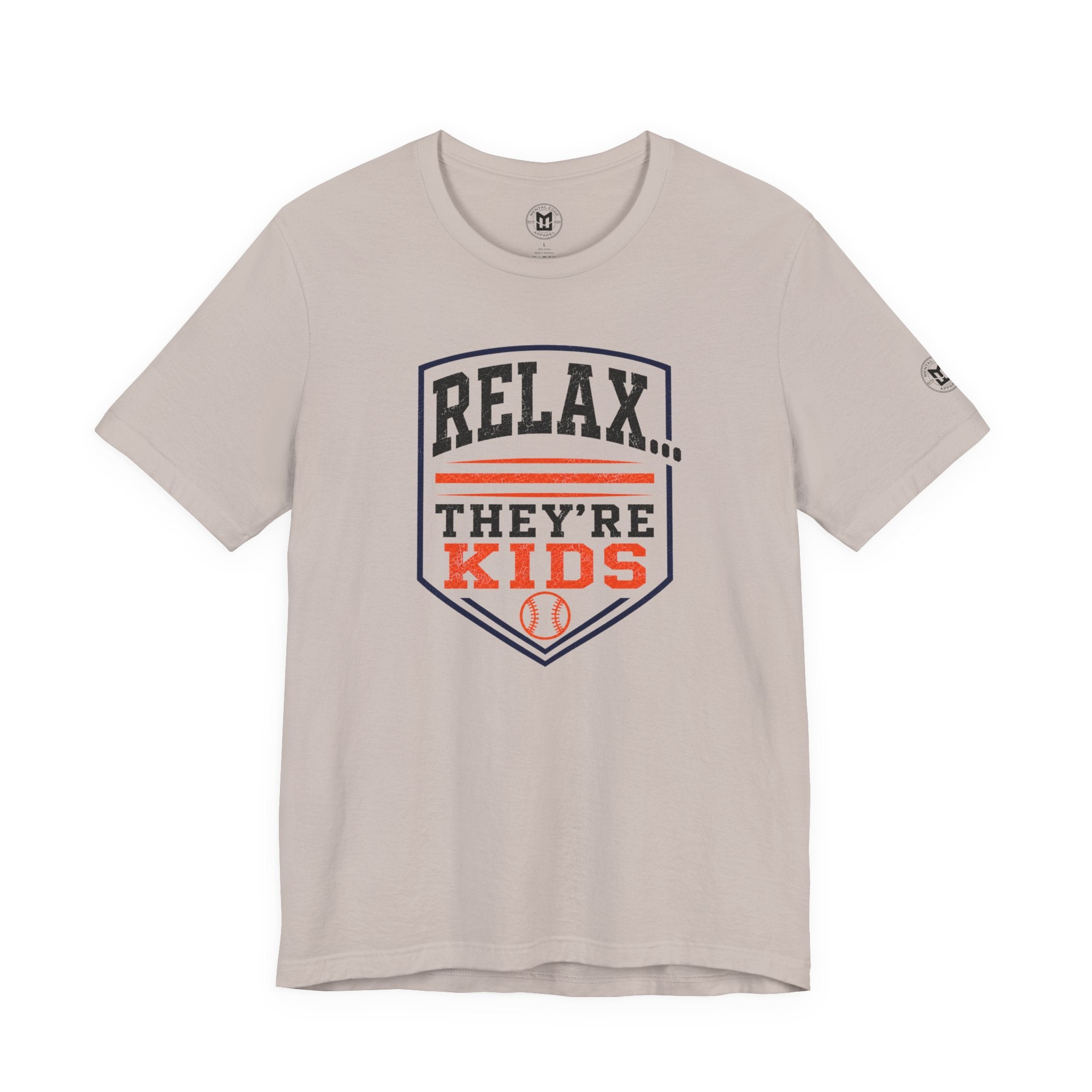 Relax They're Kids Baseball Parent T-Shirt — Black Orange