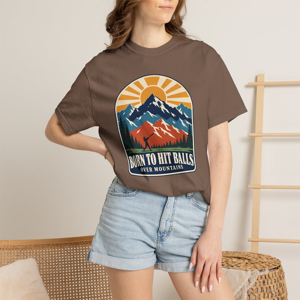 Born to Hit Balls Over Mountains T-Shirt — Unisex Vintage Mountain Comfort Colors Graphic Tee