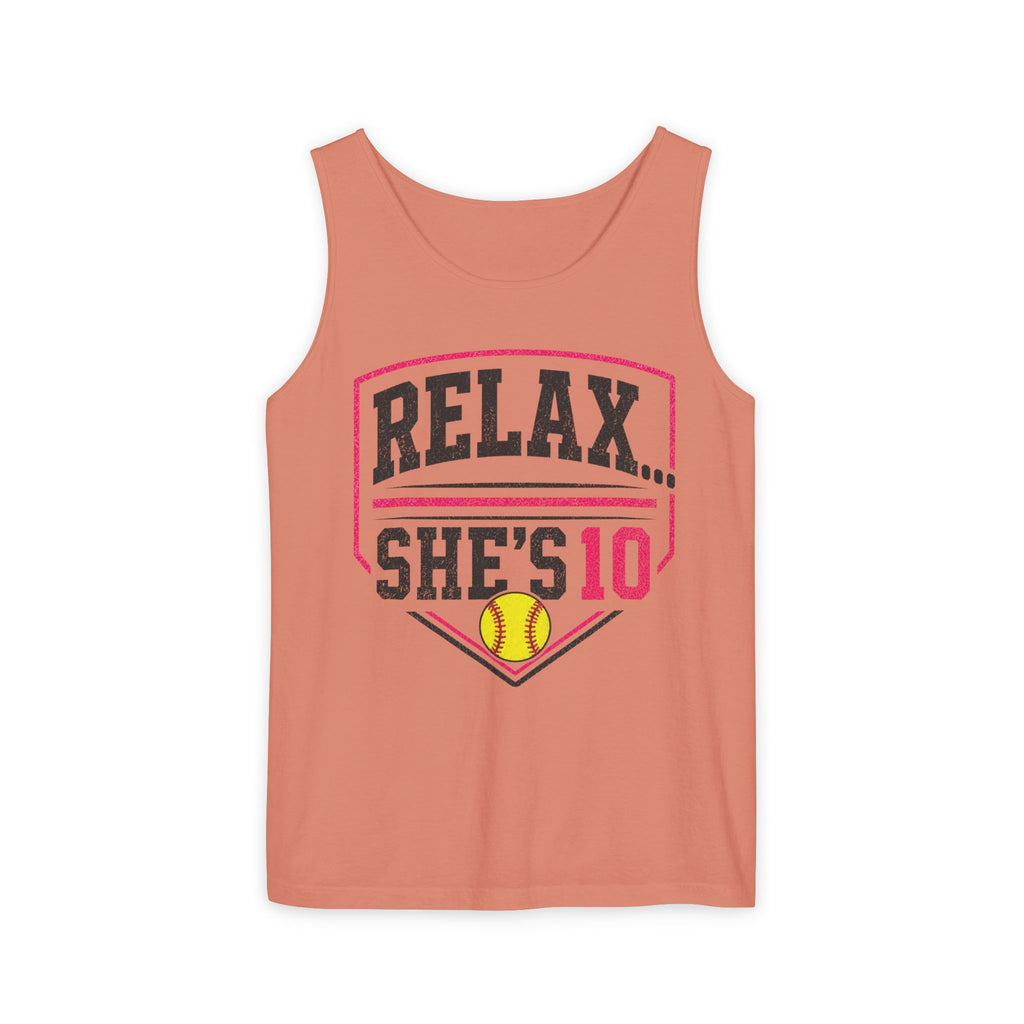 Relax She’s 10 Parent Softball Tank Top