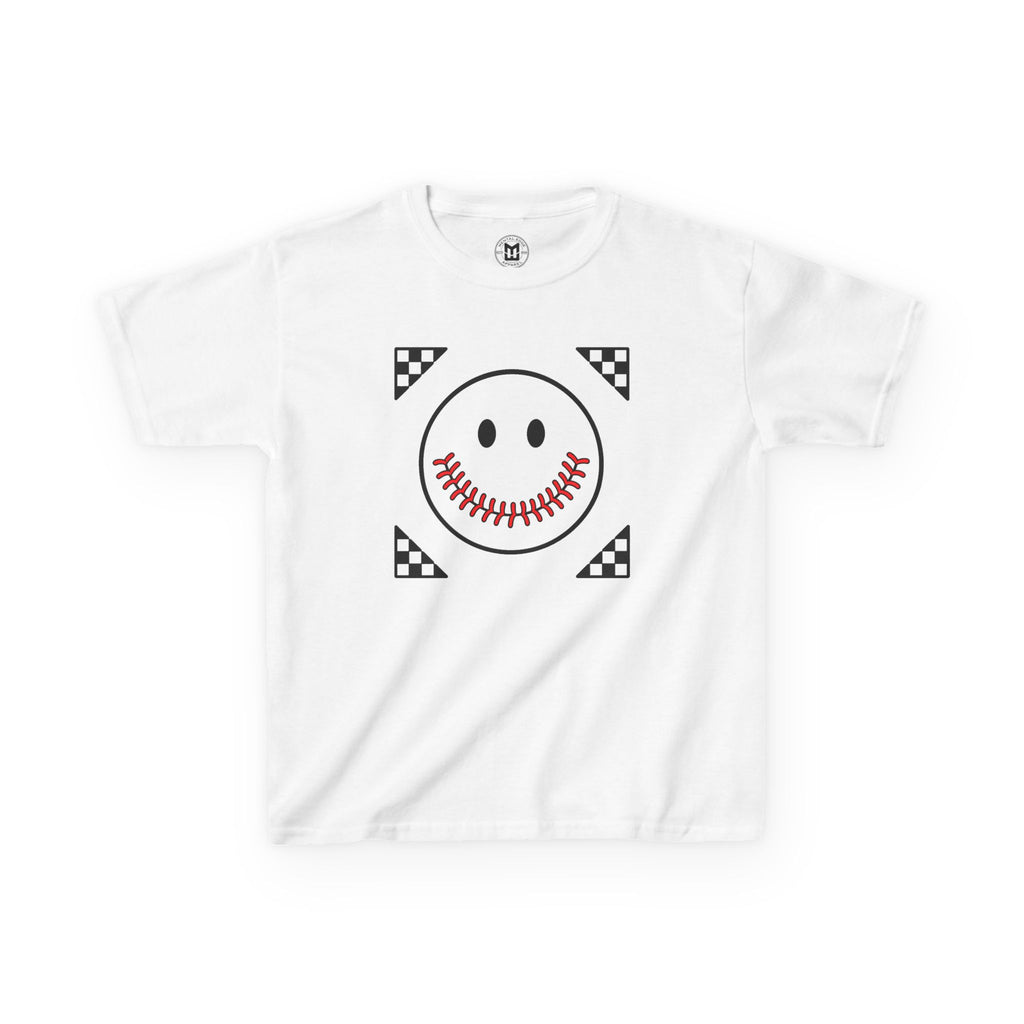Kids T-Shirt — "Smily Baseball Seams Face" Baseball Tee