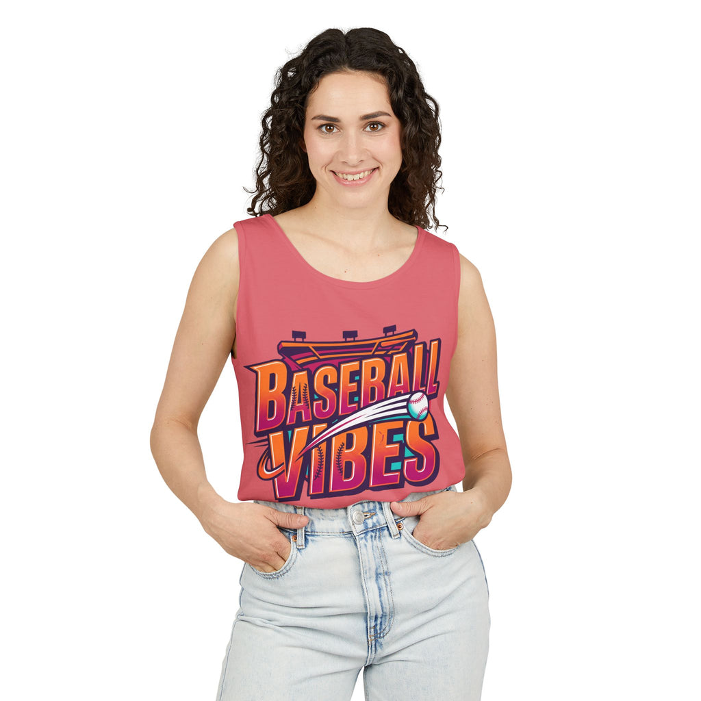 Baseball Vibes Tank Top — Retro Stadium Graphic Baseball Tee