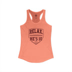 Relax He's 10 Baseball Moms Racerback Tank