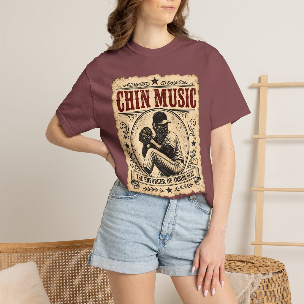 Adult Unisex "Chin Music Enforcer of Heat" Baseball Pitchers Comfort Colors Garment-Dyed T-shirt