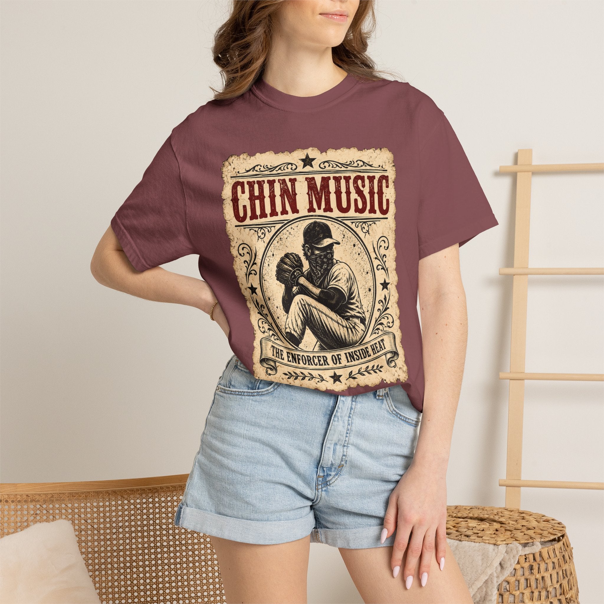 Adult Unisex "Chin Music Enforcer of Heat" Baseball Pitchers Comfort Colors Garment-Dyed T-shirt