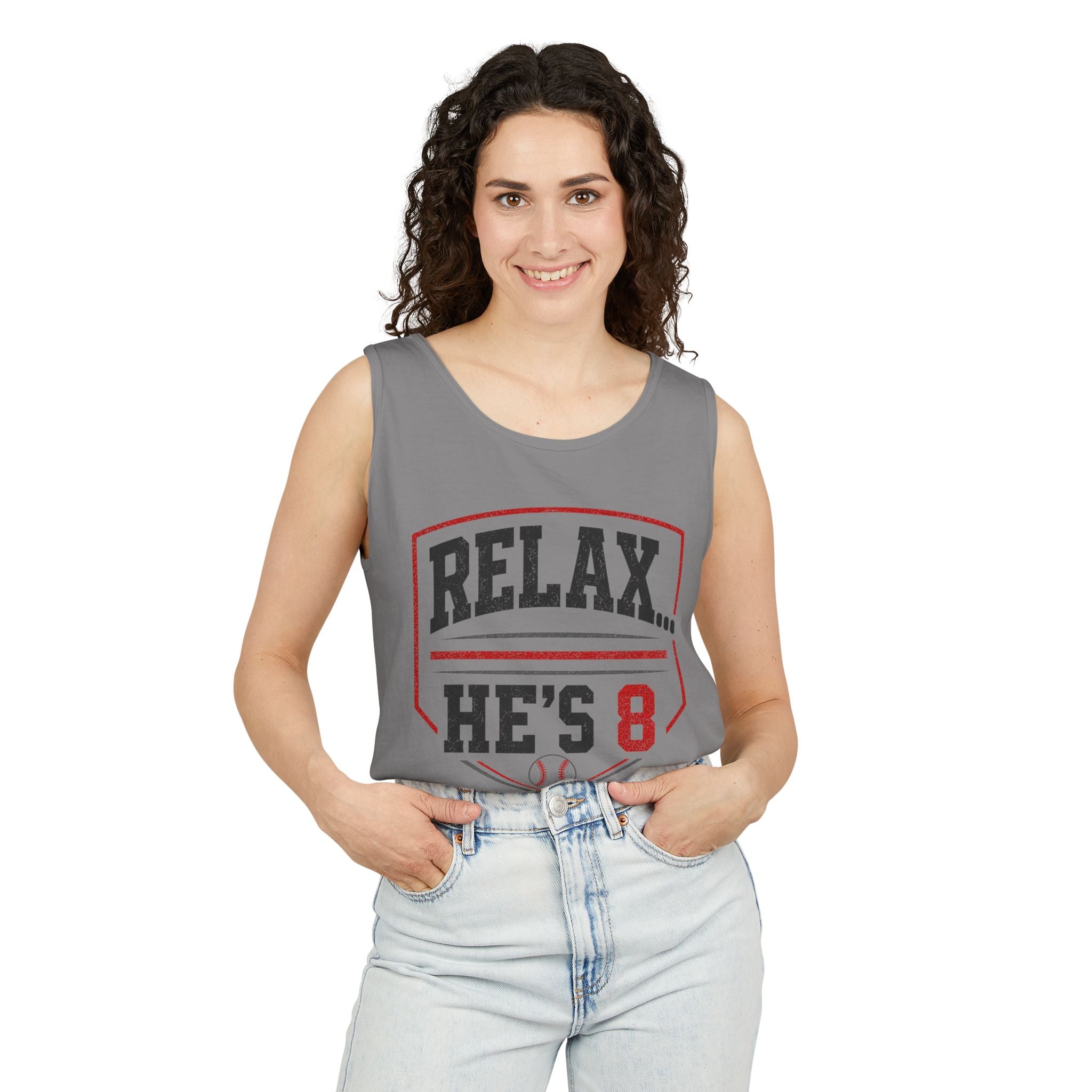 Relax... He's 8 Baseball Parent Tank Top