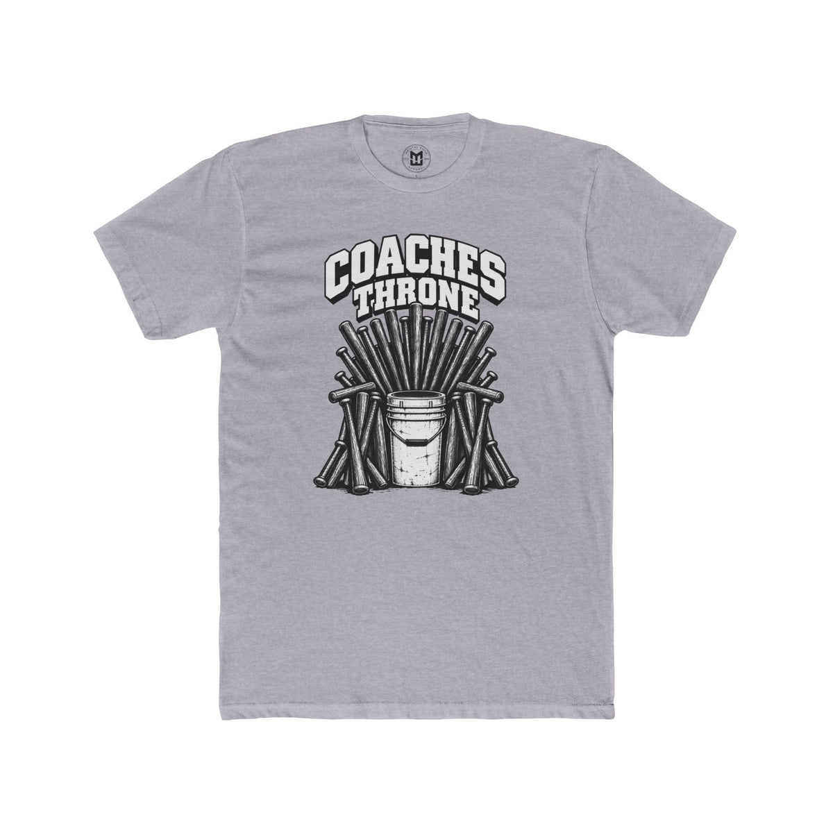 Coaches Throne Baseball Bucket T-Shirt — Funny Coach Gift Tee (Bucket & Whistle Graphic)