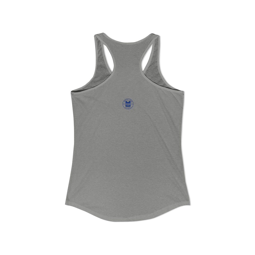 Relax He's 7 Baseball Mom Racerback Tank - Blue