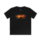 Kids T-Shirt — Sunset Sunglasses Graphic Tee (Beach Palm Silhouette)