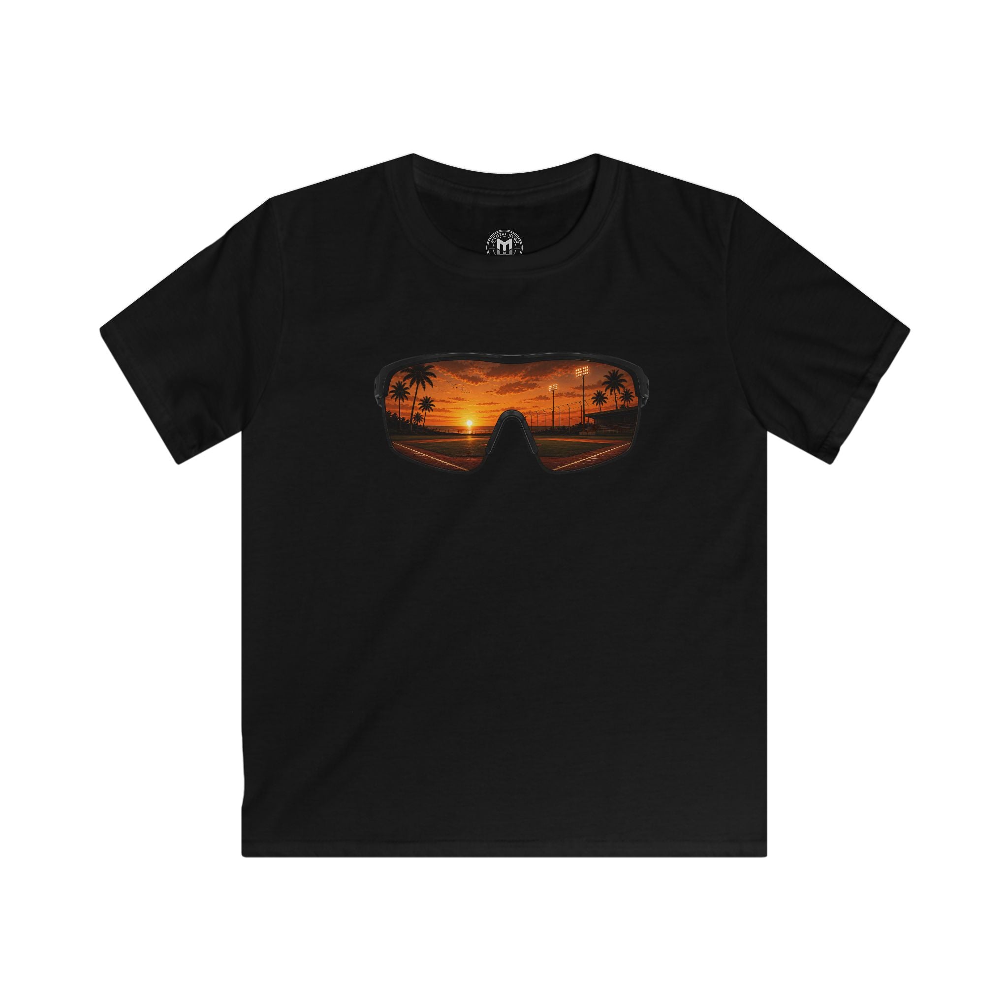 Kids T-Shirt — Sunset Sunglasses Graphic Tee (Beach Palm Silhouette)