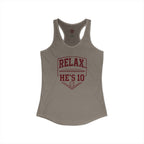Relax He's 10 Baseball Moms Racerback Tank