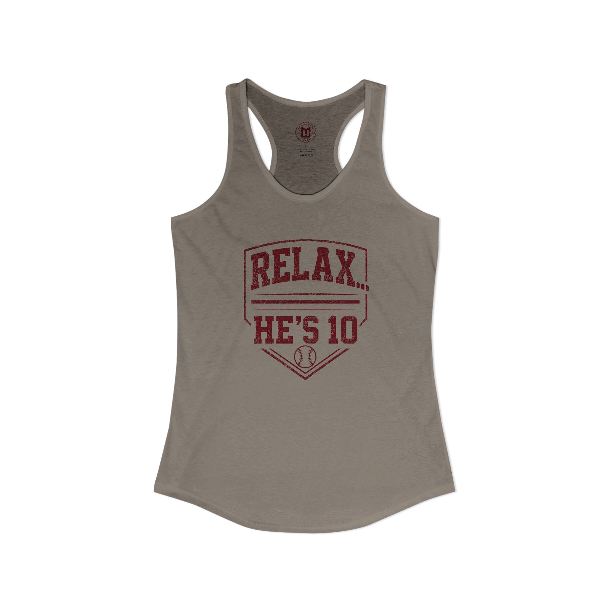 Relax He's 10 Baseball Moms Racerback Tank