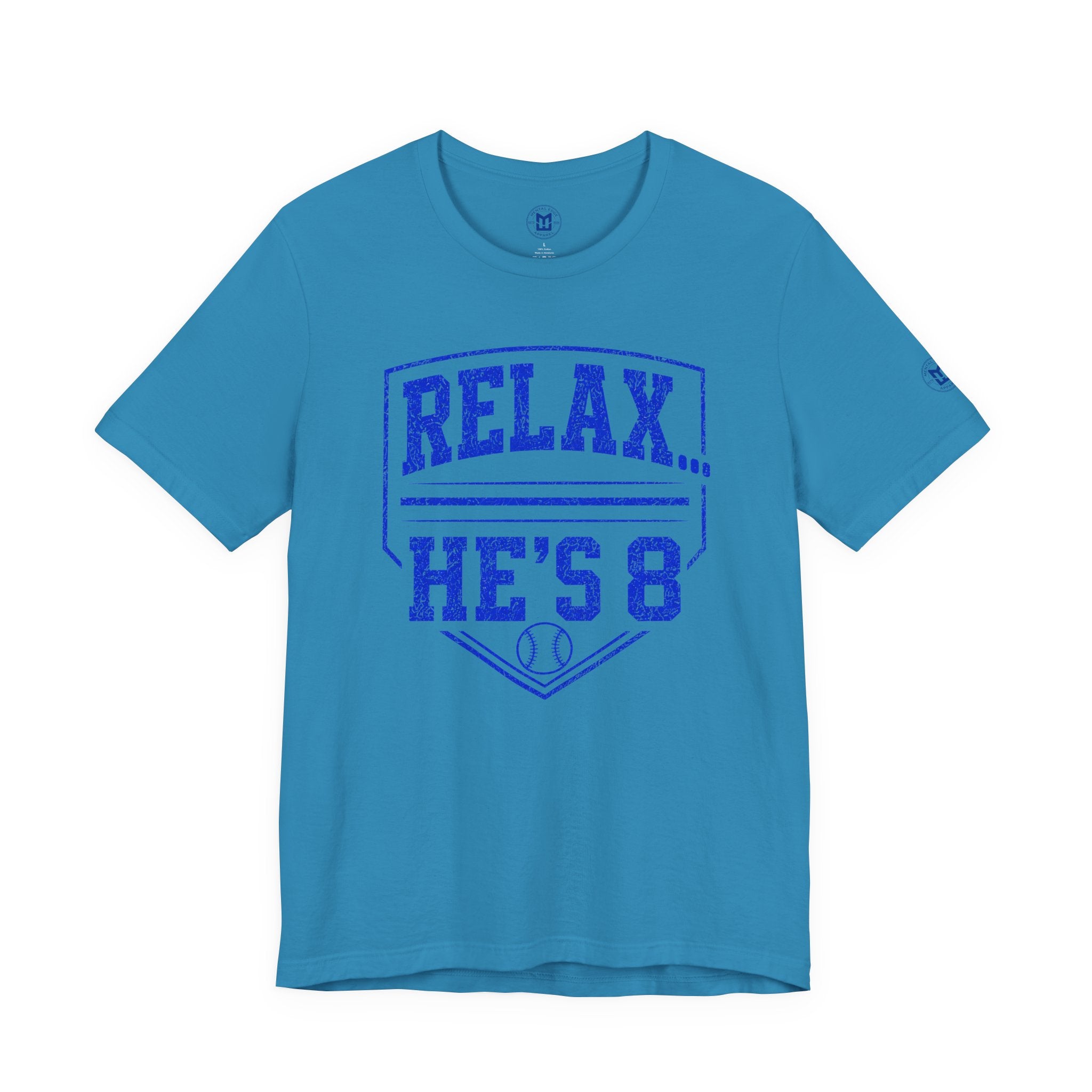 Relax... He's 8 Baseball Parent T-Shirt - Royal Blue