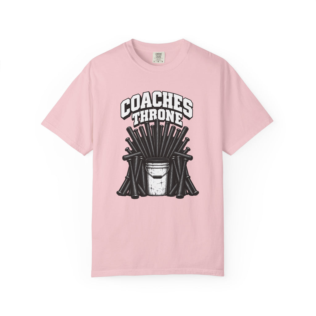 Coaches Throne Bucket Black Bat T-Shirt — Unisex Baseball/Softball Coach Gift
