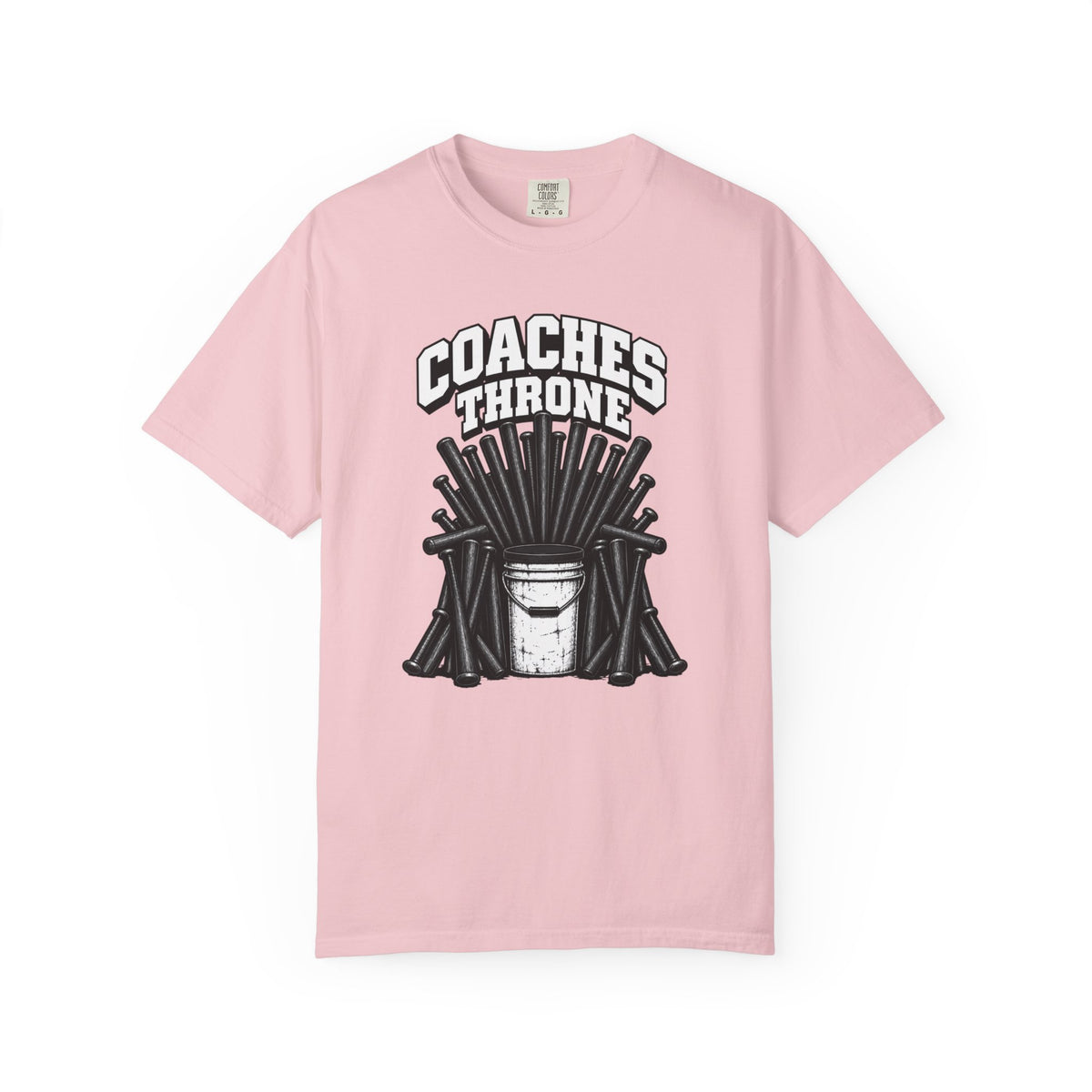 Coaches Throne Bucket Black Bat T-Shirt — Unisex Baseball/Softball Coach Gift