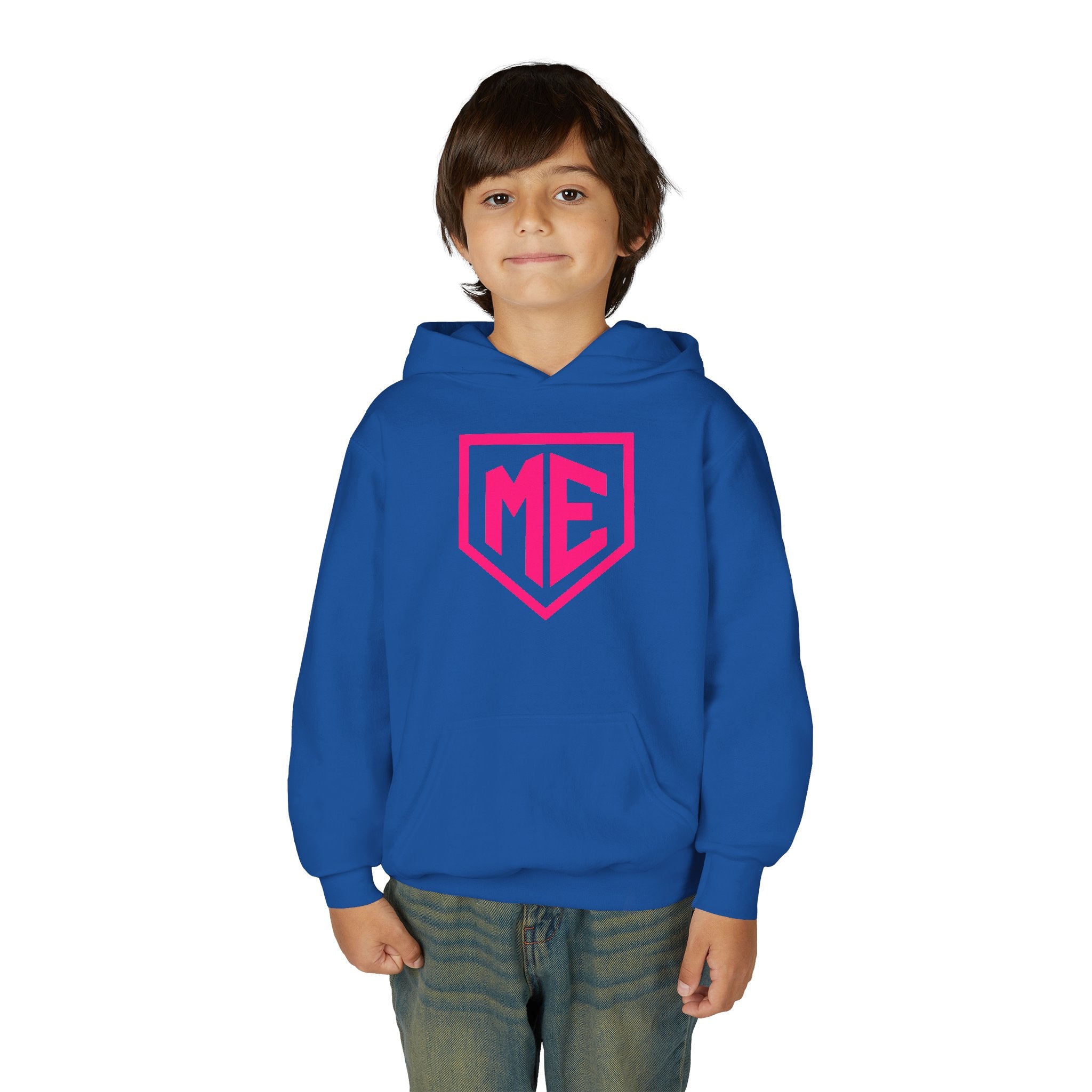 Youth Hoodie – 'ME' Pink Shield Front & "Mental Edge" Back Athletic Logo
